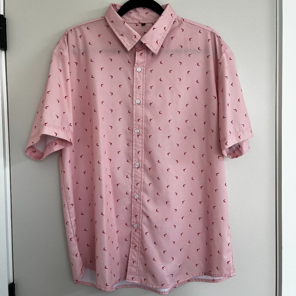 Pink and Red Swordfish Pattern Button Up